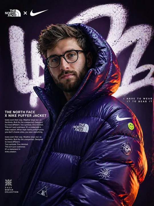 Chic Man Purple Down Jacket Advertising Campaign