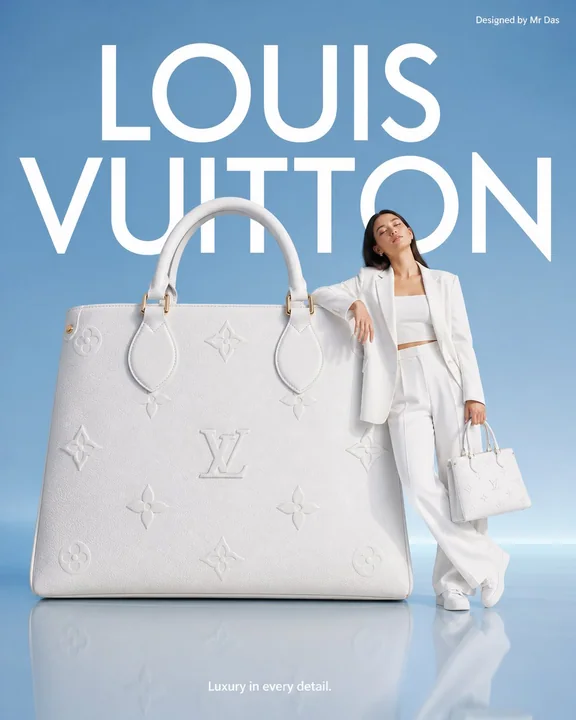 LV minimalisme blanc sac géant grand format mode éditoriale
