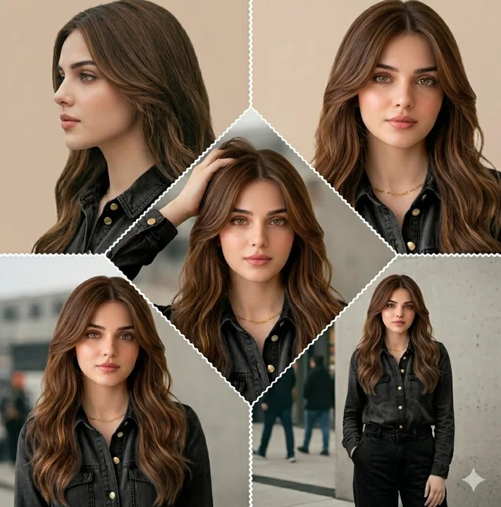 Cinematic borderless collage fashion portrait photography