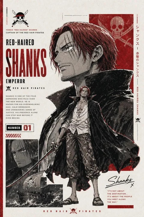 Classic manga cover style passionate pirate character poster