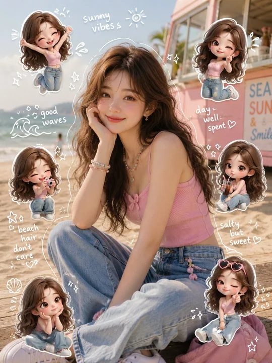 3D mini chibi avatar hand-drawn doodle atmosphere enhancement