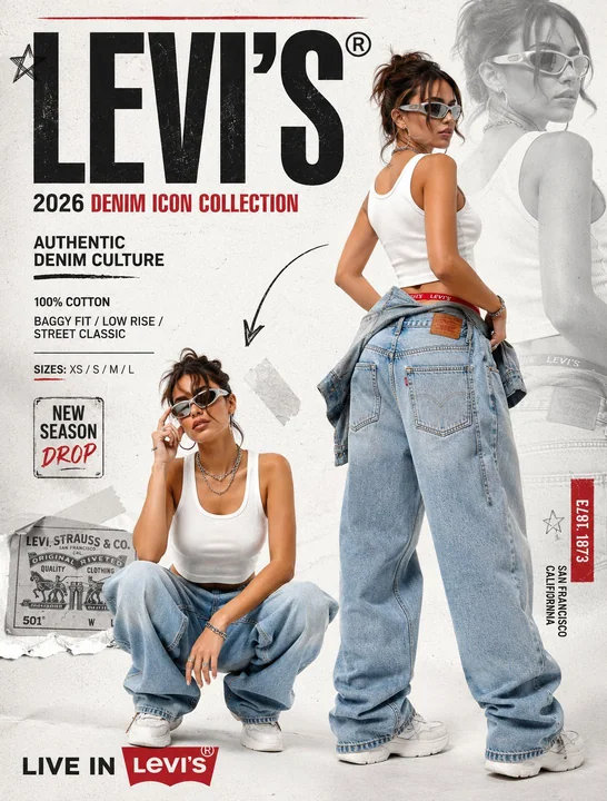 Y2K retro denim street fashion poster design
