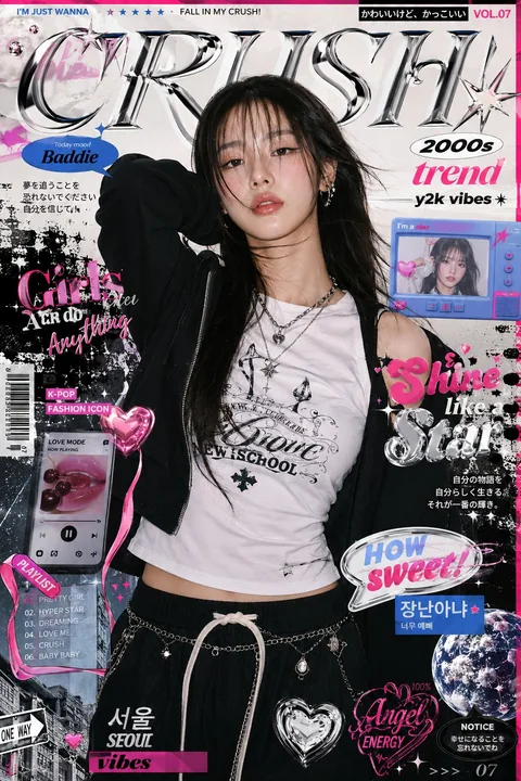 Art de couverture de magazine de mode streetwear coréenne rétro Y2K