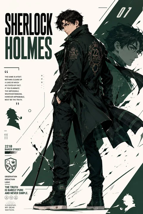 福尔摩斯杰克船长赛博街头风海报