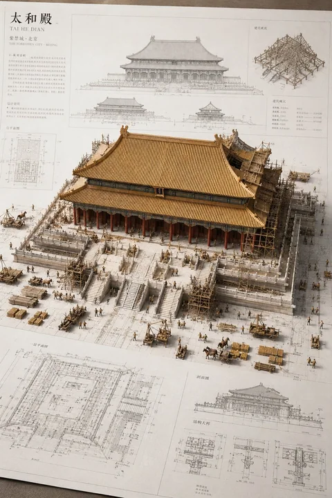 建筑微缩蓝图中国古建模型