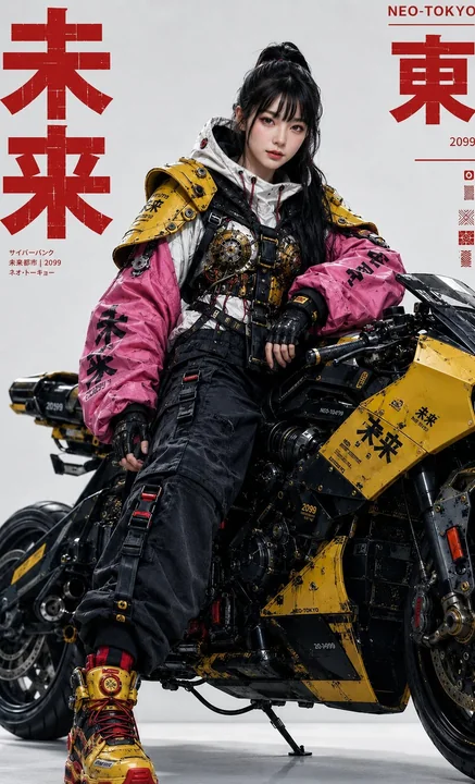 サイバーパンクな機能美スタイルの未来感あふれるテクノロジー風ポートレート