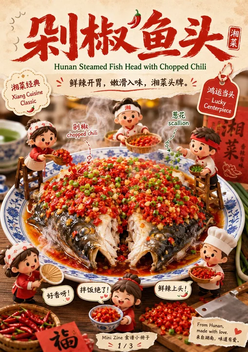 Minced Chili Fish Head Miniature Fun Food Poster
