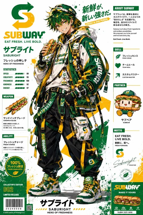 赛博潮流机能风快餐品牌吉祥物海报