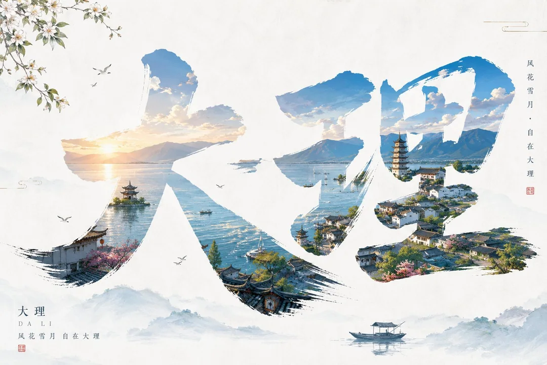 New Chinese-style handwritten Chinese character mask urban visual poster