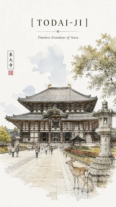 金阁寺極簡旅行速寫海報