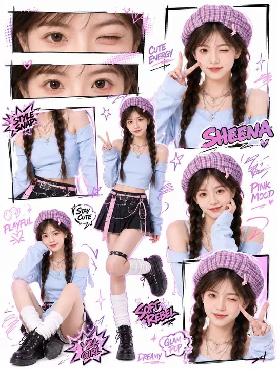 Y2Kミレニアル風のかわいいストリート雑誌コラージュポスター