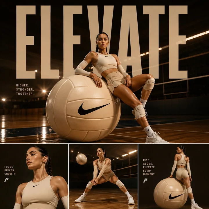 Luxury volleyball sports editorial magazine poster