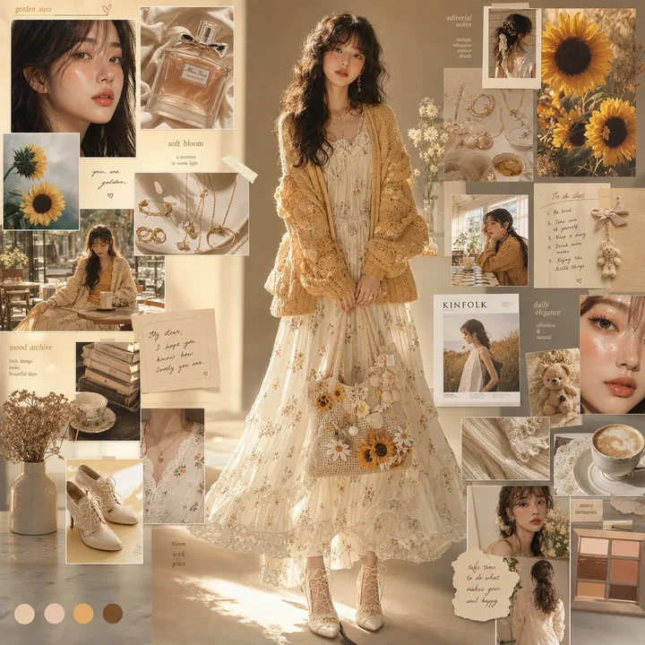 Ultra-realistic Korean-style high-end fashion atmospheric collage editorial