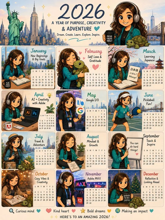 Cute cartoon-style personal annual themed calendar