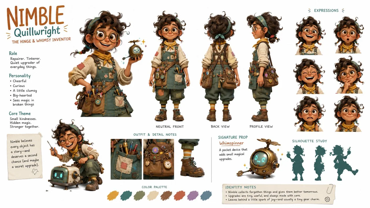Panneau de configuration de l’identité artistique d’un personnage original