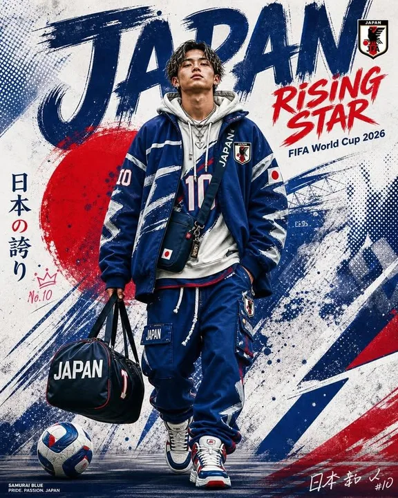 2026 World Cup Japanese Trendy Football Poster