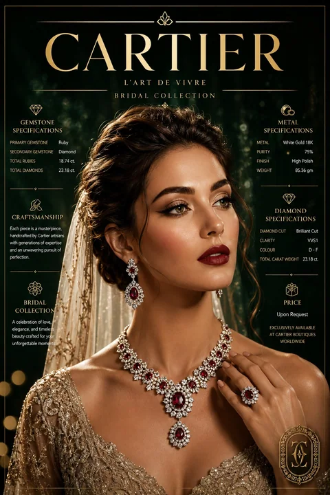 تصميم ملصق زفاف لمجوهرات فاخرة راقية