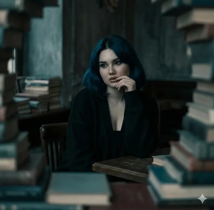 Melancholic cinematic vintage portrait
