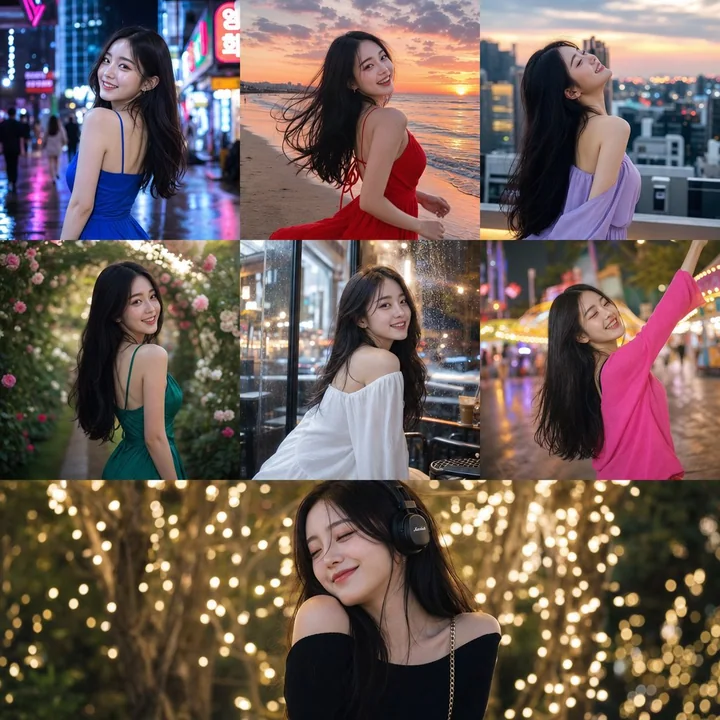 电影感韩国少女写真AI提示词