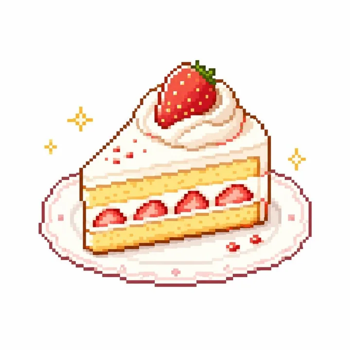 Cute retro pixel-style food icons