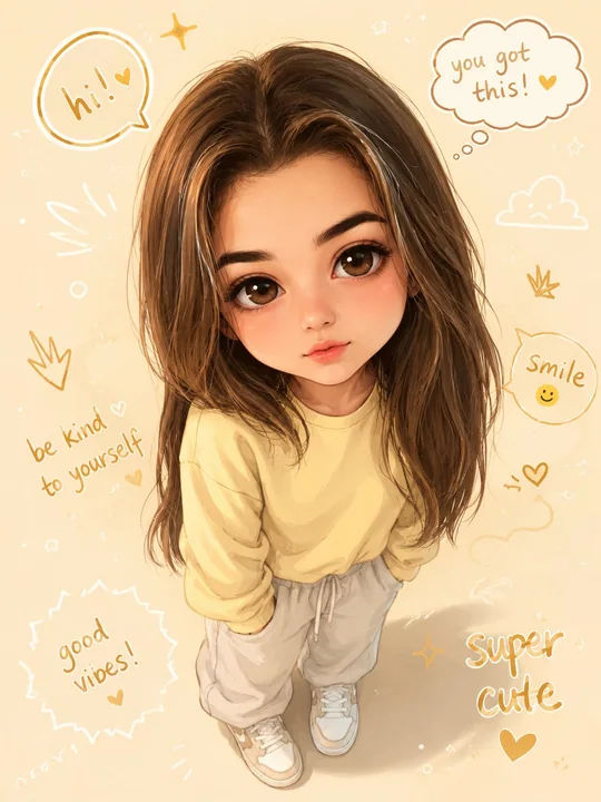 半寫實可愛Q版人物頭像插畫