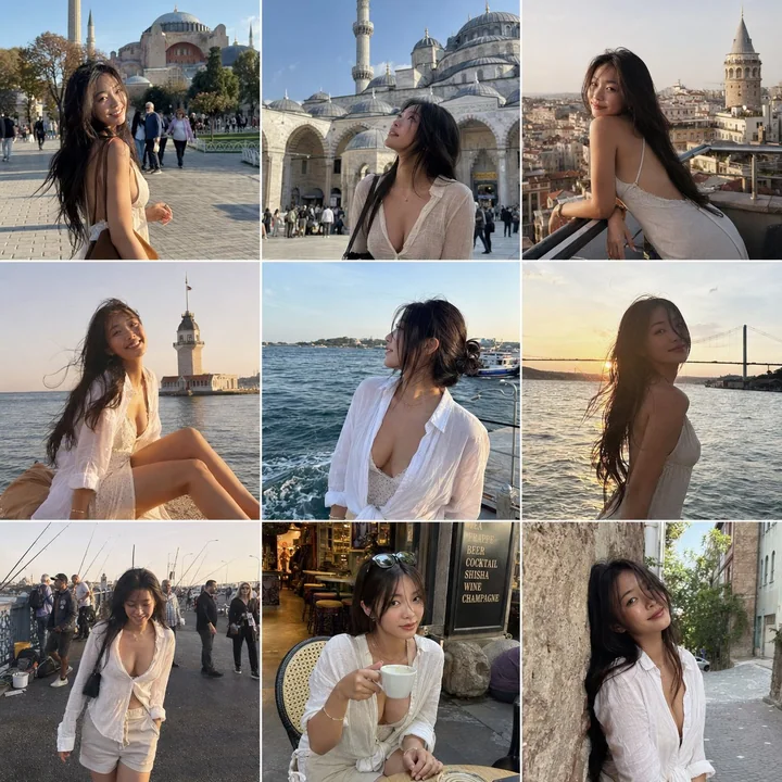 伊斯坦布尔魅力女性自然旅拍九宫格组图