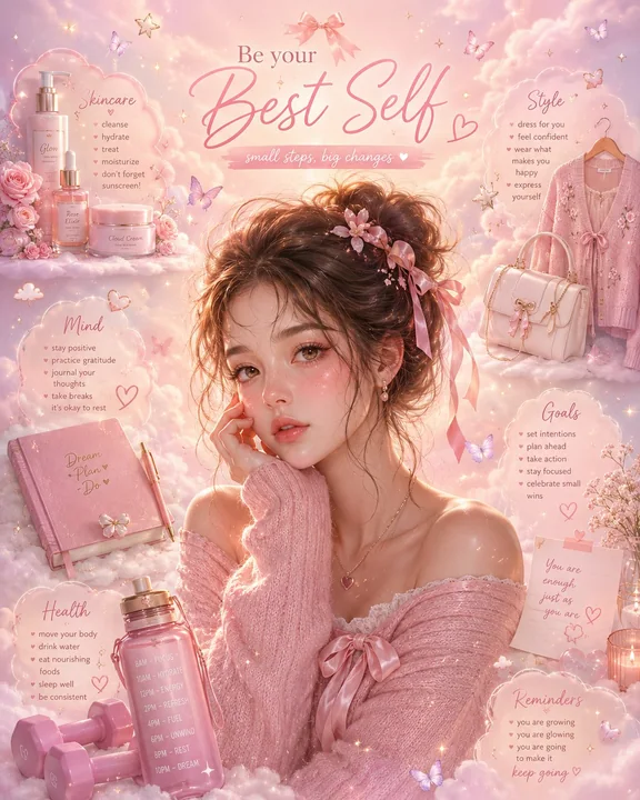 梦幻感柔和少女审美海报插画