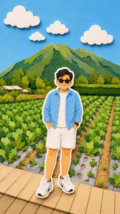 3D叠层纸雕可爱Q版少年少女插画