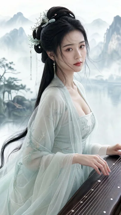 4K realistic new Chinese-style traditional half-body female portrait