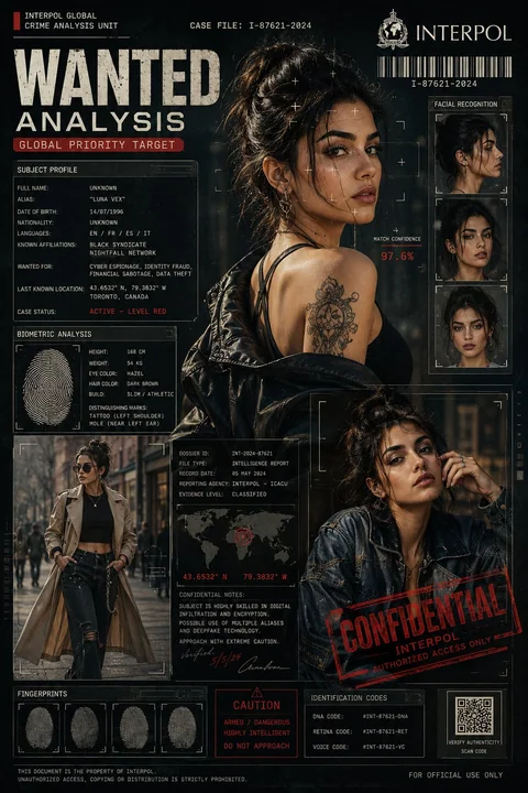 Modern International Police Wanted Analysis Style Fashion Poster