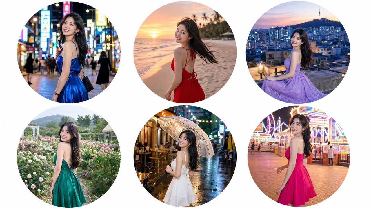 Cinematic round-frame consistent portrait photography