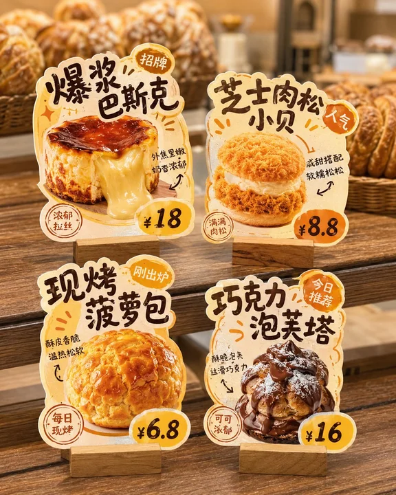 店舗用変形卓上サインの白背景レイアウト展示図