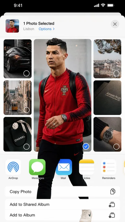 تأثير خروج الكولاج بأسلوب مجلة أزياء لواجهة نظام iOS