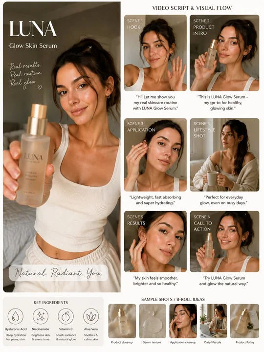 Planche de conception visuelle pour le marketing UGC de soins de luxe