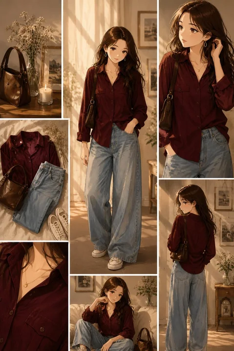 Ultra-realistic anime fashion outfit collage