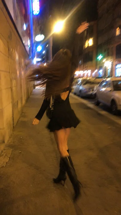 Dynamic blur beauty photography of street nightlife