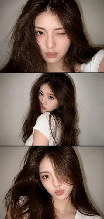 YZK-style vertical triptych collage of a vintage girl