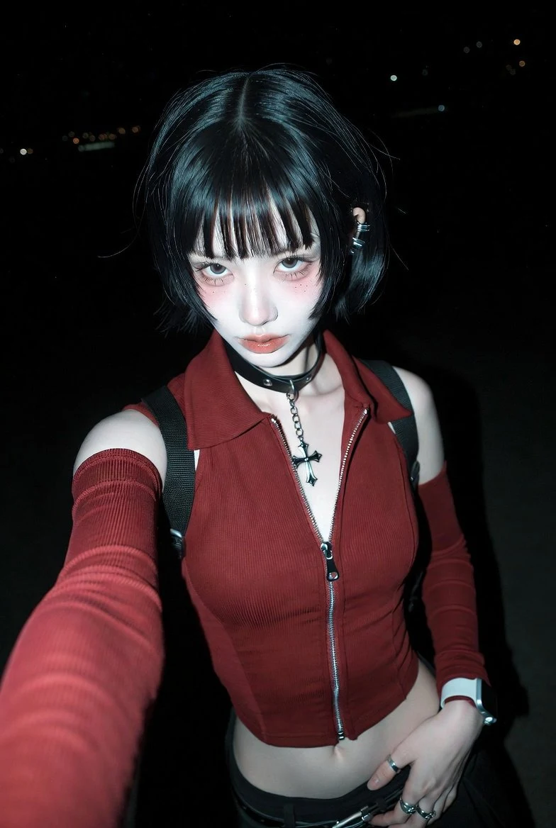 فتاة السيلفي البرق الليلي الجريئة