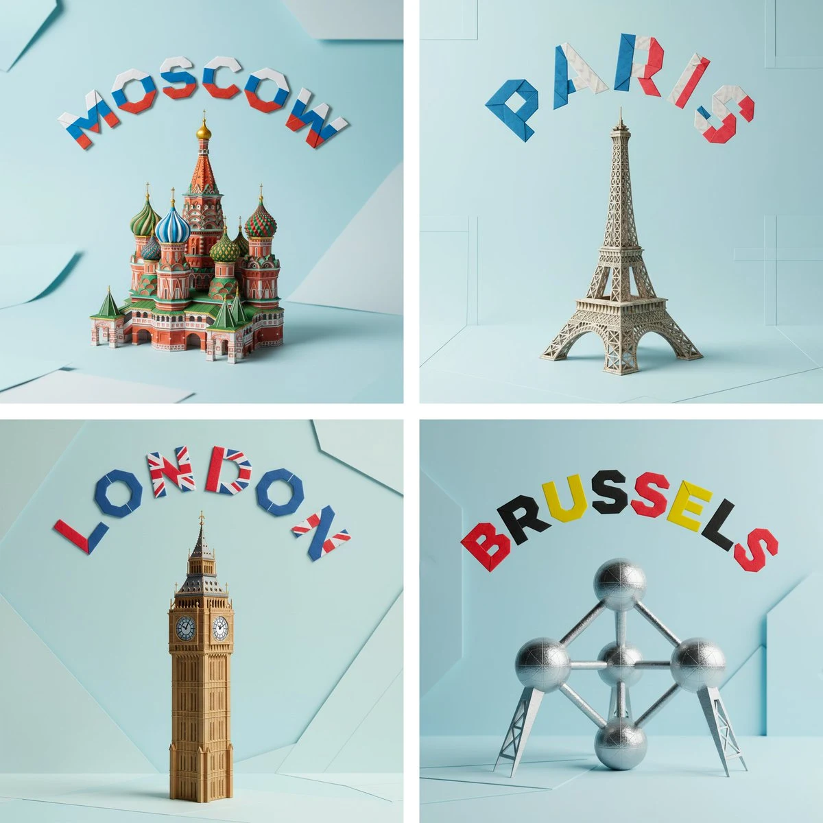 折纸纪念碑城市光影