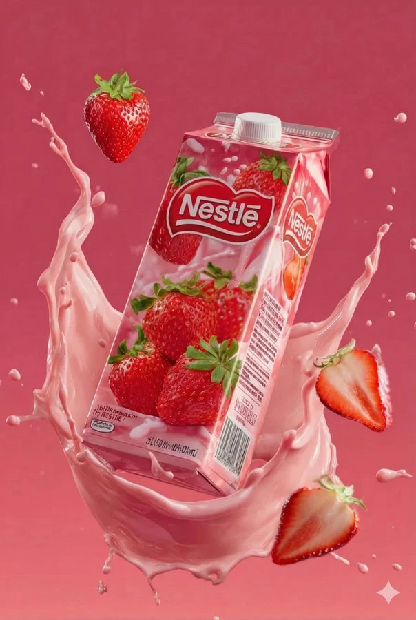 Éclaboussures de jus de fraise - Packaging professionnel