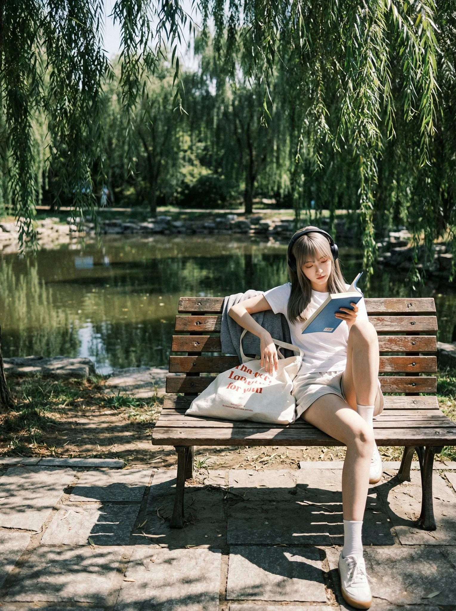 公园阅读夏日的静谧时光