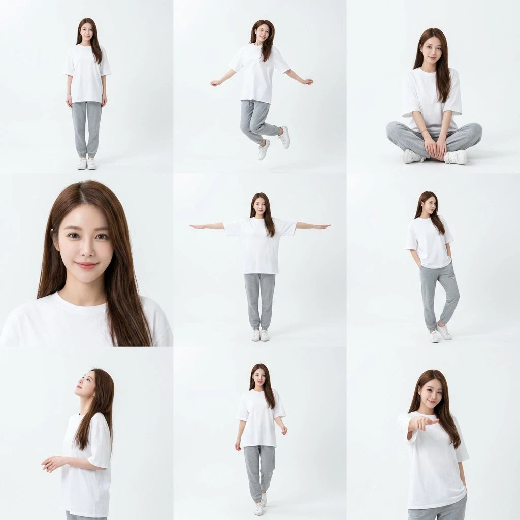 极简白棚九宫格清新人像