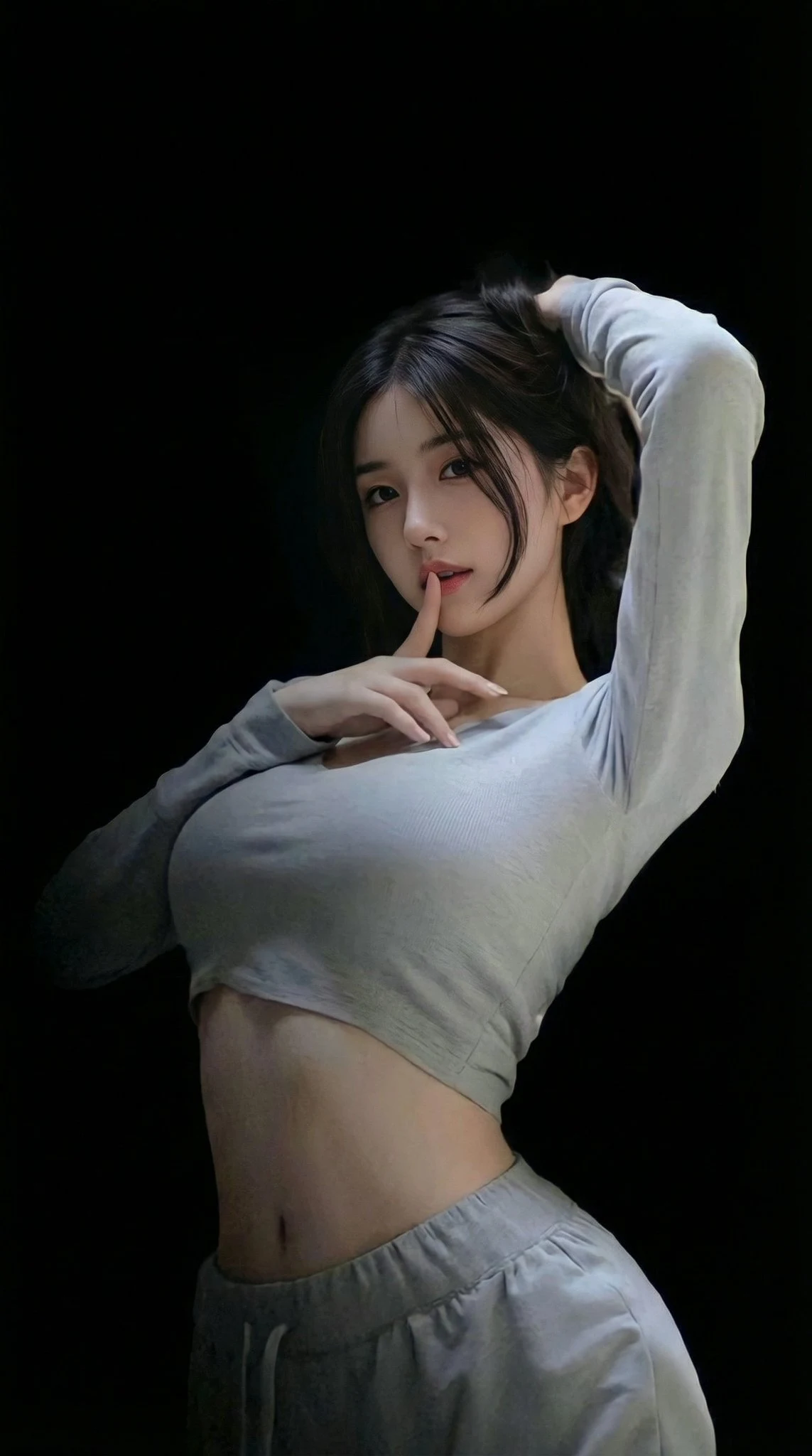 黑幕侧影红唇诱惑