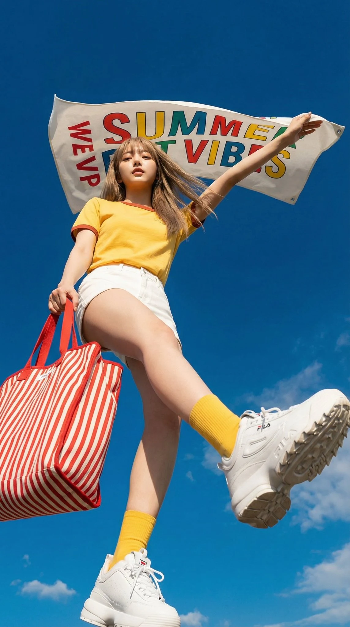 凌空跃舞艳阳少女