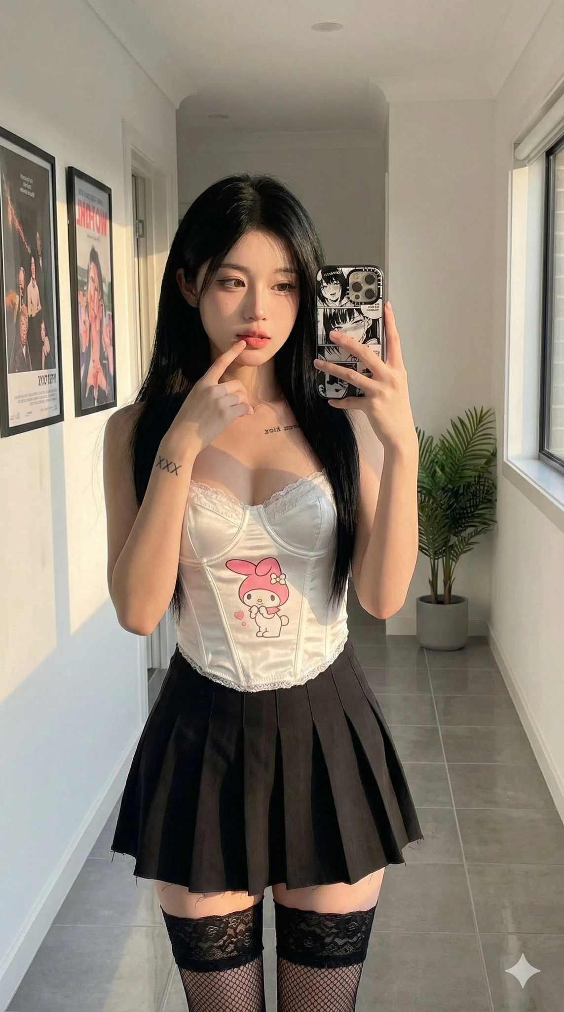 缎面粉色卡通少女写真