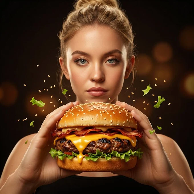 悬浮芝麻汉堡诱惑