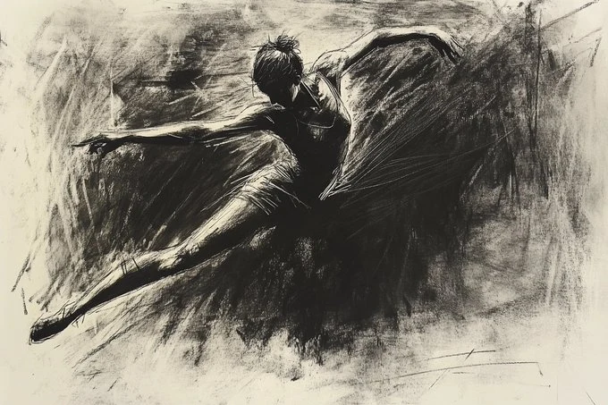 炭笔粗粝优雅素描