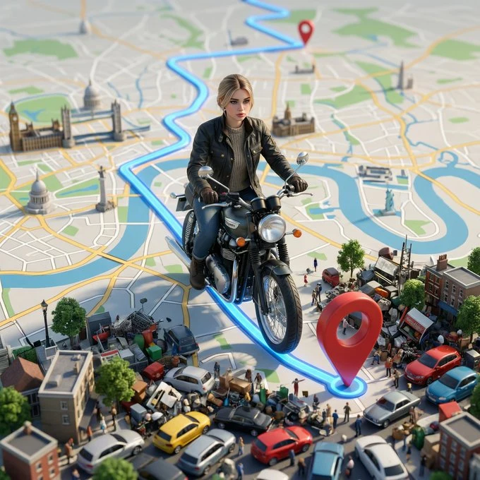 超现实摩托少女地图骑行