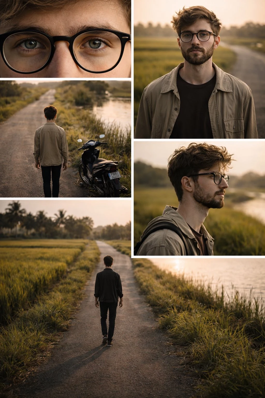 黄金稻田独行青年