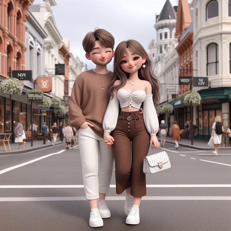 梦幻粉彩情侣漫步